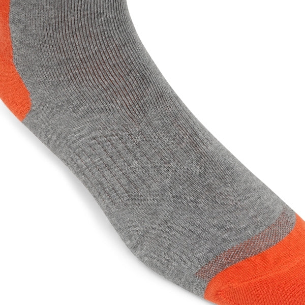 Fox Racing 180 Core Socks in Blue Jewel, full side profile, with the ribbed cuff, knitted Fox graphics, shaped heel, reinforced toe, and ventilated stretch knit. Available options—Color: Black, Orange, Blue Jewel, HiViz Yellow; Size: SM, MD, LG. SKU 40715-364-S. UPC 198571124222.