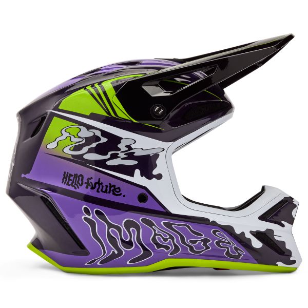 Clean studio shot of Fox Racing - V3 RS LE Image Phantom Helmet; showing helmet shell shape, vent layout, and exterior finish; SKU 36389-298-S; Sizes: XL