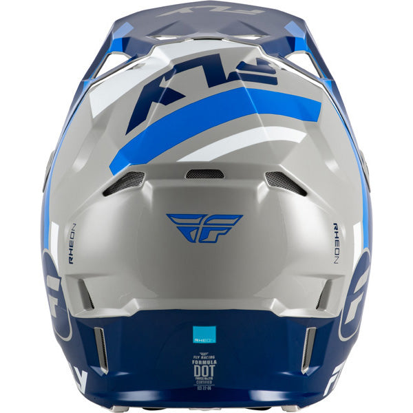 Studio view of fly racing formula cp seal helmet, in white and black and red, on a white studio background, | Fly Racing - Formula CP Seal Helmet | SKU 73-0040 | Colors: White/Black/Red, Black/Grey/Light Grey, Navy Blue/Grey, Matte Stone/Khaki/Olive | Sizes: XS to 2X | Available at BTO Sports