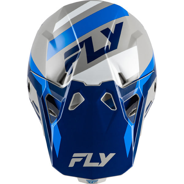 Studio view of fly racing formula cp seal helmet, in white and black and red, on a white studio background, | Fly Racing - Formula CP Seal Helmet | SKU 73-0040 | Colors: White/Black/Red, Black/Grey/Light Grey, Navy Blue/Grey, Matte Stone/Khaki/Olive | Sizes: XS to 2X | Available at BTO Sports