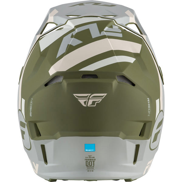 Studio view of fly racing formula cp seal helmet youth, on a white studio background | Fly Racing - Formula CP Seal Helmet (Youth) | SKU 73-0040 | Colors: White/Black/Red, Black/Grey/Light Grey, Navy Blue/Grey, Matte Stone/Khaki/Olive | Available at BTO Sports