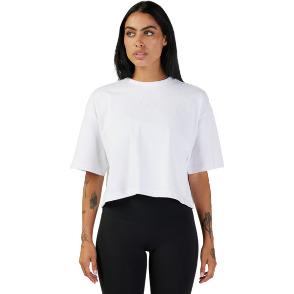 Fox Racing Wordmark Premium Crop Tee mountain bike gear in White detail view sku 31984-008