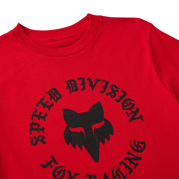 Fox Racing Badge Tee mountain bike gear in Tibetan Red detail view sku 38448-581