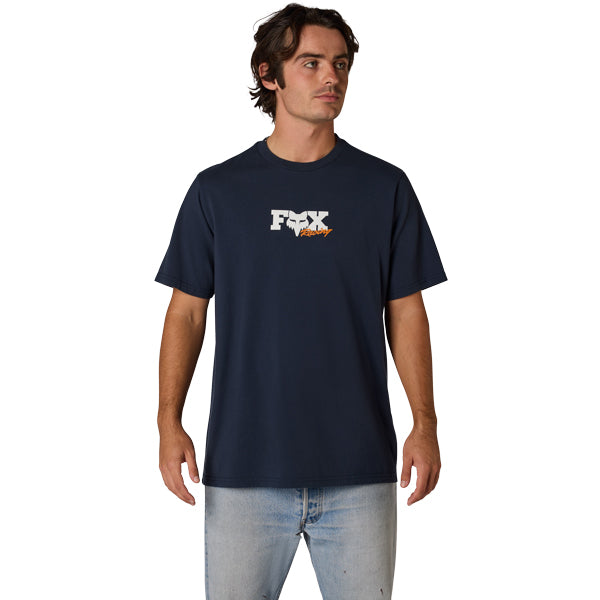 Fox Racing Checker 195 Original Tee mountain bike gear in Midnight detail view sku 38496-329