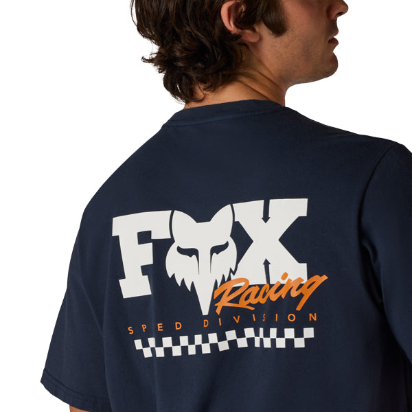 Fox Racing Checker 195 Original Tee mountain bike gear in Midnight detail view sku 38496-329