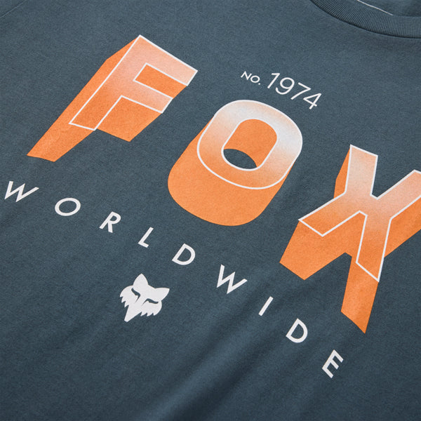 Fox Racing Block 195 Original Tee mountain bike gear in Deep Cobalt detail view sku 38499-244