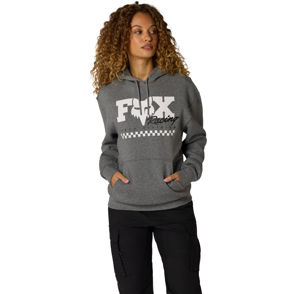 Fox Racing Checker Pullover Hoodie mountain bike gear in Heather Graphite detail view sku 38513-001