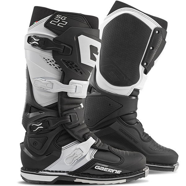 Product image of Gaerne 0021 Gaerne SG 22 Boots Black White 1 motocross boots showing design and colorway | Available at BTO Sports