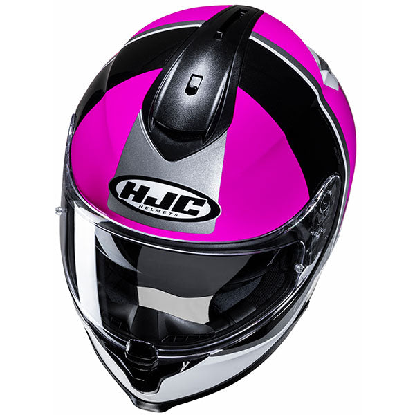top view of HJC SKU 877163504, sizes XS, SM, MD, LG, XL for motorcycle helmet, street bike, full-face helmet, and powersports use.