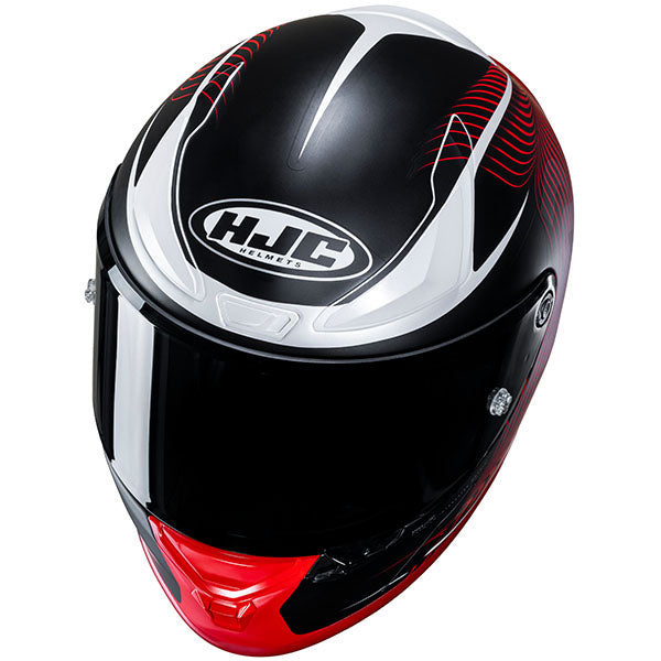 top view of HJC SKU 809210203, sizes XS, SM, MD, LG, XL for motorcycle helmet, street bike, full-face helmet, and powersports use.