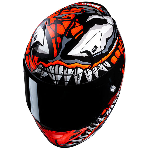 top view of HJC SKU 852153107, sizes XS, SM, MD, LG, XL for motorcycle helmet, street bike, full-face helmet, and powersports use.