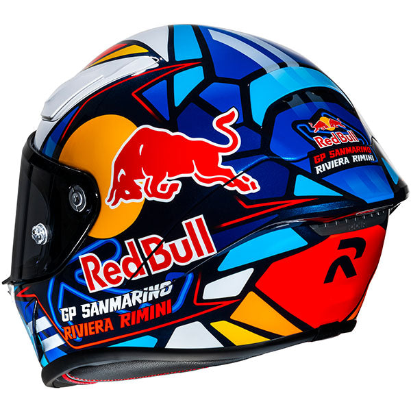 rear view of HJC SKU 809222105, sizes XS, SM, MD, LG, XL for motorcycle helmet, street bike, full-face helmet, and powersports use.