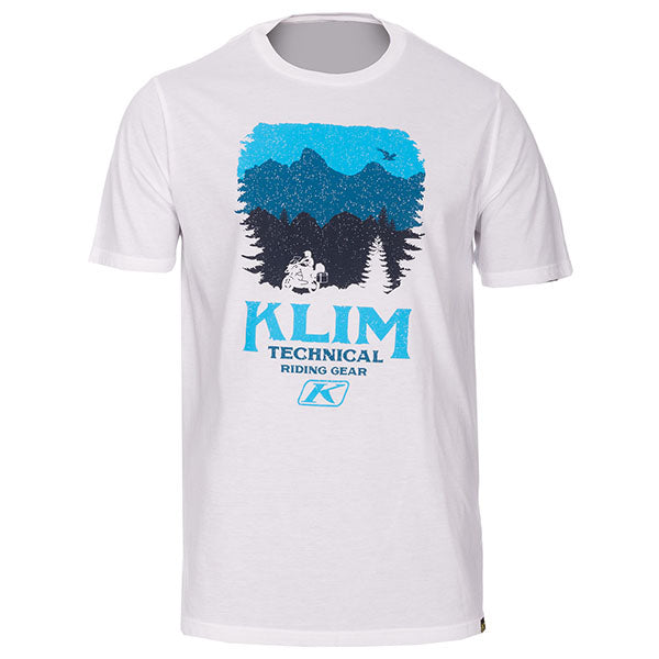 High-resolution studio image of Klim Badlands T; showing tee fit, printed graphics, and crew neckline; SKU 3701-000-120-801; Sizes: S-3XL