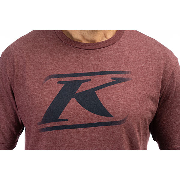 Crisp studio image on a white background of Klim Drift Tri-Blend Tee; showing tee fit, printed graphics, and crew neckline; SKU 3695-000-120-272