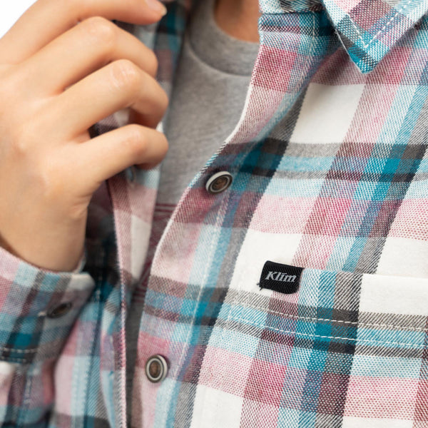 Crisp studio image on a white background of Klim Sunlight Trail Midweight Flannel Shirt (Womens); SKU 3595-000-110-802; Sizes: XS-2XL
