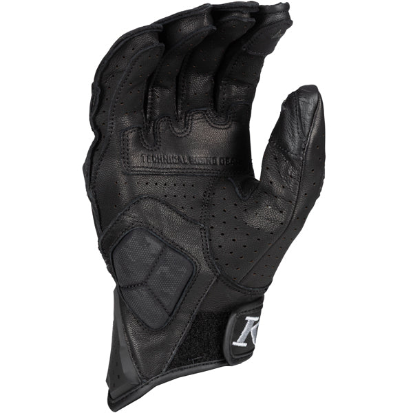 Studio photo on a white background of Klim Badlands Aero Pro Short Gloves; showing stitching detail and grip areas; SKU 3924-003-110-001; Sizes: XS-3XL
