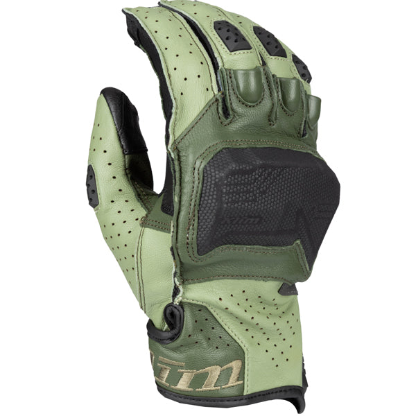 Crisp studio image on a white background of Klim Badlands Aero Pro Short Gloves; showing stitching detail and grip areas; SKU 3924-003-110-001