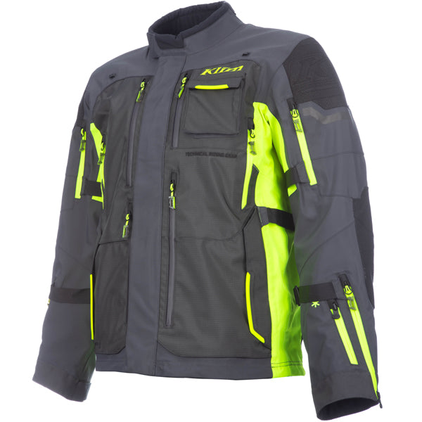 Clean studio shot of Klim Badlands Pro Jacket; showing outer material, seams, and closures; SKU 4052-004-110-000