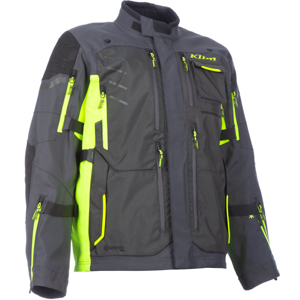 Studio photo on a white background of Klim Badlands Pro Jacket; showing outer material, seams, and closures; SKU 4052-004-110-000