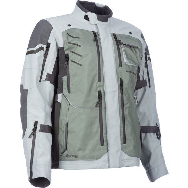 Clean studio shot of Klim Badlands Pro Jacket; showing outer material, seams, and closures; SKU 4052-004-110-000