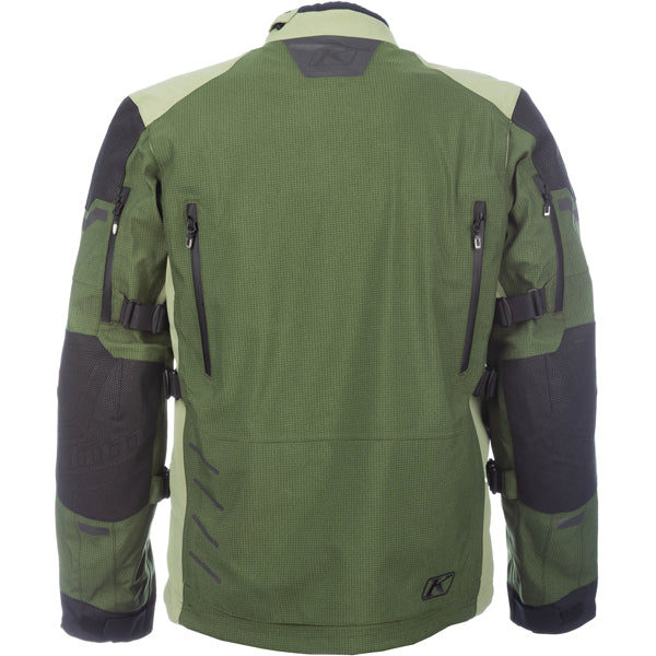 Clean studio shot of Klim Badlands Pro A3 Jacket; showing outer material, seams, and closures; SKU 4101-002-120-000; Colors: Black, Rifle Green/Oil Green