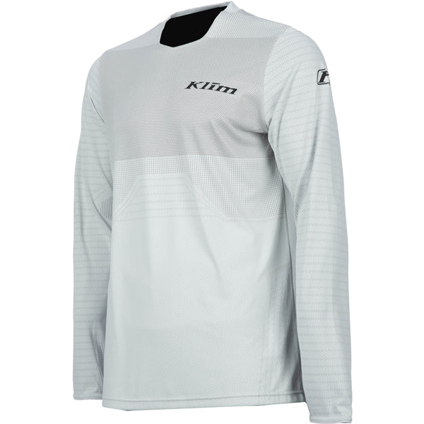 Studio photo on a white background of Klim XC Pro Jersey; showing fabric texture, panel layout, and graphics; SKU 5020-001-120-359; Sizes: S-3XL