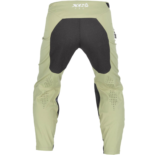 High-resolution studio image of Klim XC Pro Pants; showing panel layout, seams, and overall cut; SKU 5021-001-028-360; Colors: Oil Green, Asphalt