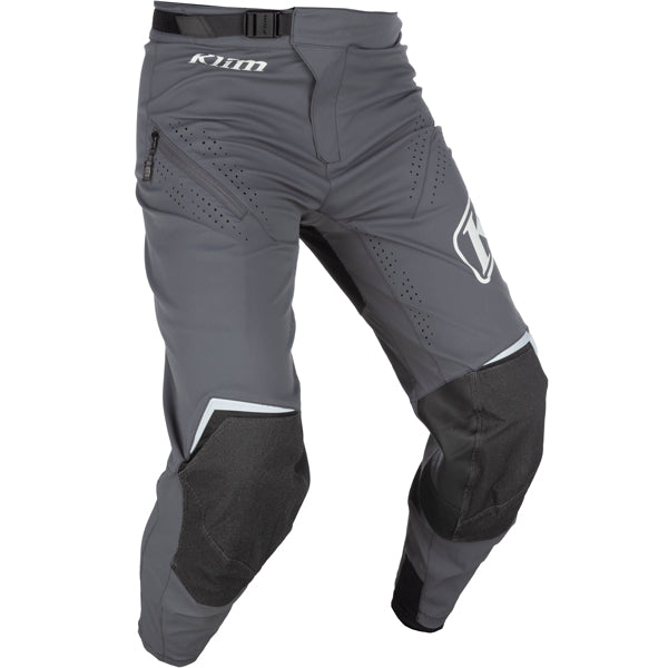 Clean studio shot of Klim XC Pro Pants; showing panel layout, seams, and overall cut; SKU 5021-001-028-360; Colors: Oil Green, Asphalt; Sizes: 28-40