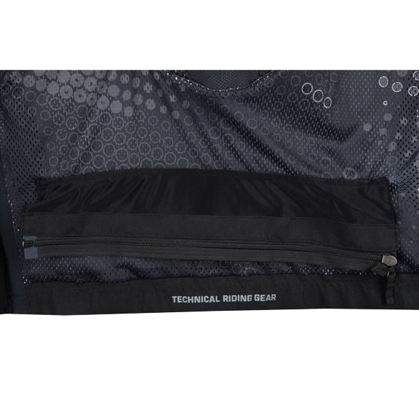 Studio photo on a white background of Klim Latitude Jacket; showing outer material, seams, and closures; SKU 5146-005-120-000; Sizes: S-4XL