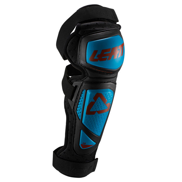 Product photo showing Leatt, EXT Knee & Shin Guard in White/Black, Colors: Black, Flint, Fuel/Black, White/Black, Sizes: L/XL, S/M, SKU: 5022141261