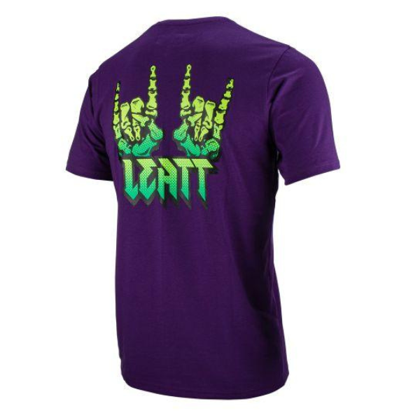 High-resolution studio image of Leatt Core T-Shirt; showing tee fit, printed graphics, and crew neckline; SKU 5023047200; Sizes: S-3XL