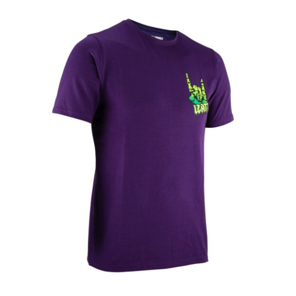Crisp studio image on a white background of Leatt Core T-Shirt; showing tee fit, printed graphics, and crew neckline; SKU 5023047200; Sizes: S-3XL