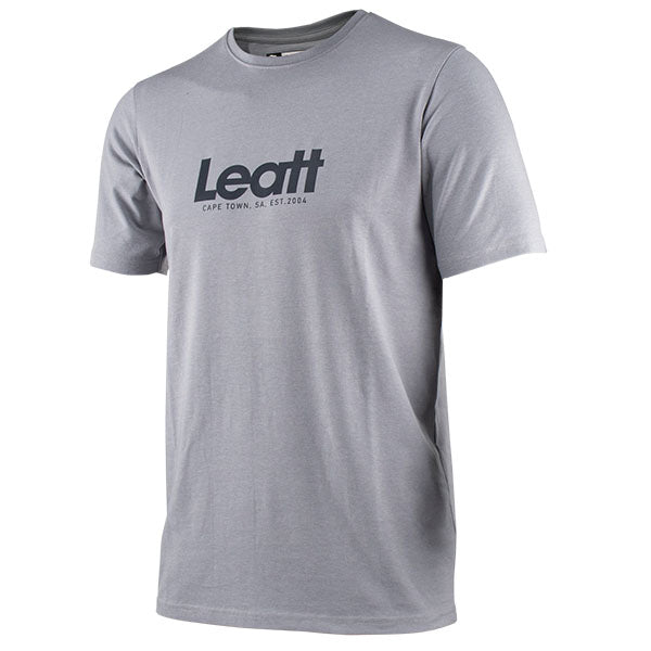 Clean studio shot of Leatt Core T-Shirt; showing tee fit, printed graphics, and crew neckline; SKU 5023047200; Sizes: S-3XL