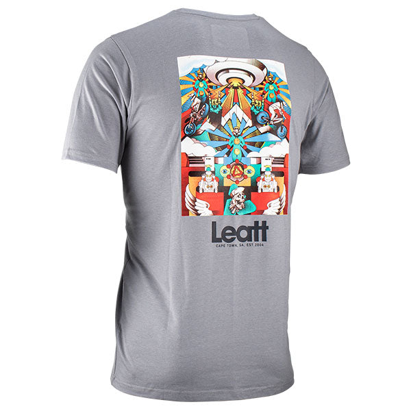 Studio photo on a white background of Leatt Core T-Shirt; showing tee fit, printed graphics, and crew neckline; SKU 5023047200; Sizes: S-3XL