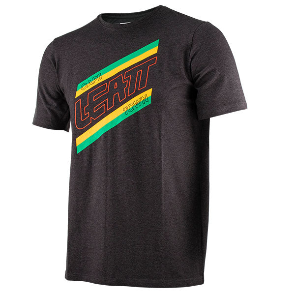 Crisp studio image on a white background of Leatt Core T-Shirt; showing tee fit, printed graphics, and crew neckline; SKU 5023047200; Sizes: S-3XL