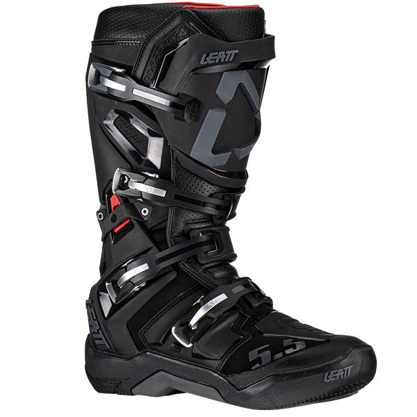 Detailed product image of Leatt, 5.5 Flexlock Boots in Black, Colors: Black, Forge, Red, White, Sizes: 7-13, SKU: 3023050102