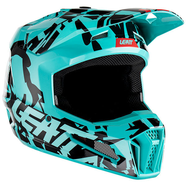 Product photo showing Leatt, Moto 3.5 V23 Jr Helmet (Youth) in Stealth, Colors: Fuel, Indigo, Stealth, Zebra, Sizes: Y-LG, Y-MD, SKU: 1023011651