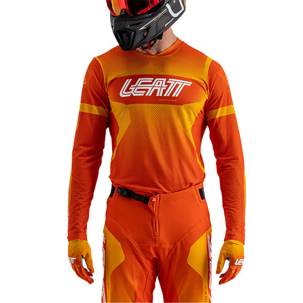 Product photo showing Leatt, Moto 5.5 UltraWeld Jersey in Stealth, Colors: Cheetah, Flame, Matcha, Stealth, Sunburn, Sizes: 2-3, SKU: 5025300144