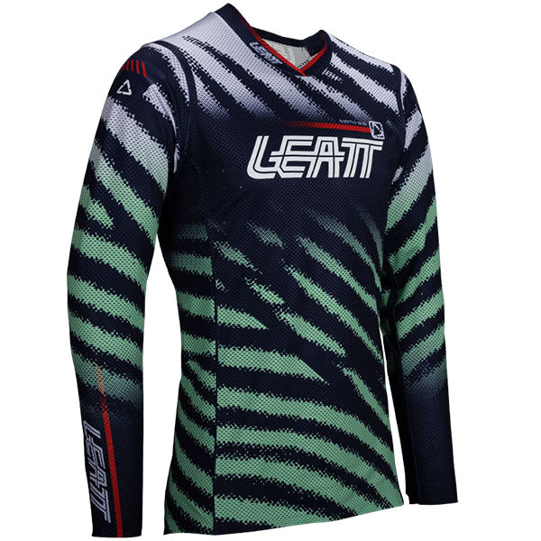 Product photo showing Leatt, Moto 5.5 UltraWeld Jersey in Matcha, Colors: Cheetah, Flame, Matcha, Stealth, Sunburn, Sizes: 2-3, SKU: 5025300144