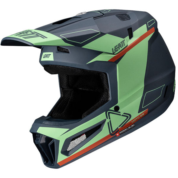 Product photo showing Leatt, Moto 3.5 V25 Helmet Kit in 2XL, Colors: 2XL, LG, MD, SM, XL, XS, Sizes: Blue, Matcha, Red, Royal, Stealth, Steel, White, SKU: 1025100464