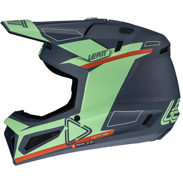 Product photo showing Leatt, Moto 3.5 V25 Helmet Kit in XS, Colors: 2XL, LG, MD, SM, XL, XS, Sizes: Blue, Matcha, Red, Royal, Stealth, Steel, White, SKU: 1025100464