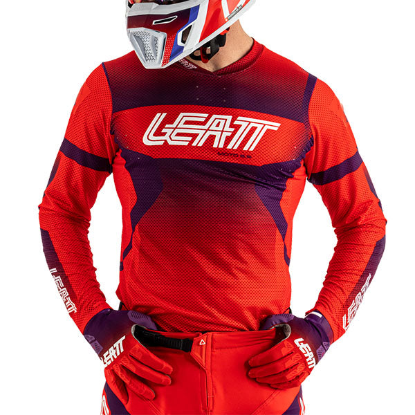 Product photo showing Leatt, Moto 5.5 UltraWeld Jersey in Matcha, Colors: Cheetah, Flame, Matcha, Stealth, Sunburn, Sizes: 2-3, SKU: 5025300144