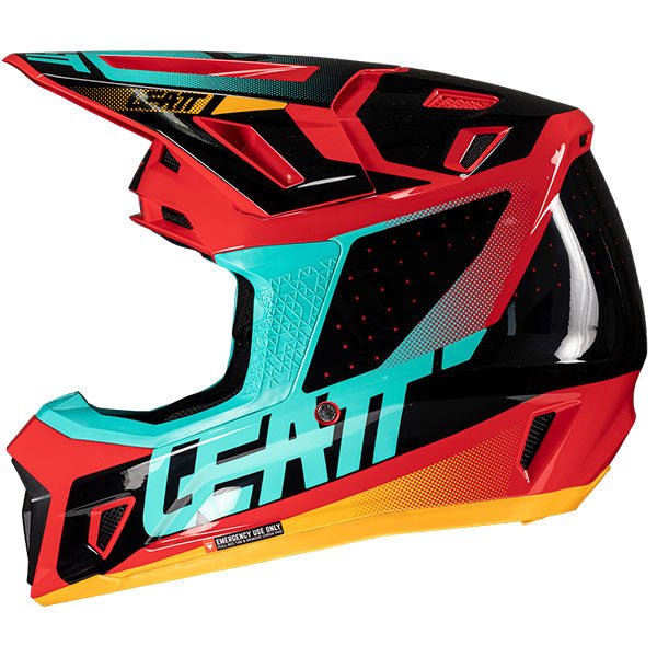 Product photo showing Leatt, Moto 7.5 V25 Helmet Kit in Red, Colors: Orange, Red, Ruby, Steel, White, Sizes: 2-2, SKU: 1025100365