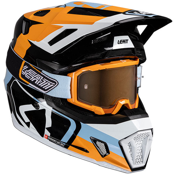 Product photo showing Leatt, Moto 7.5 V25 Helmet Kit in White, Colors: Orange, Red, Ruby, Steel, White, Sizes: 2-2, SKU: 1025100365