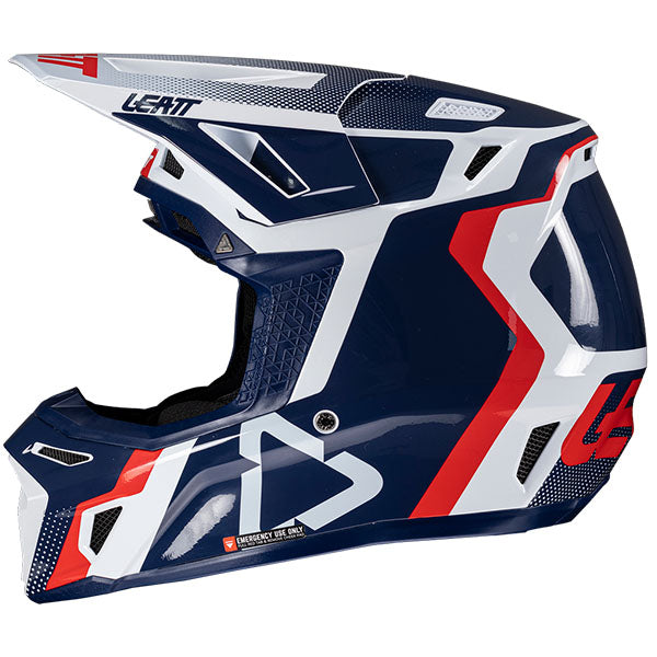 Product photo showing Leatt, Moto 8.5 V25 Helmet Kit in Glamis, Colors: Black, Cheetah, Glamis, Royal, SunBurn, White, Sizes: 2-2, SKU: 1025100244