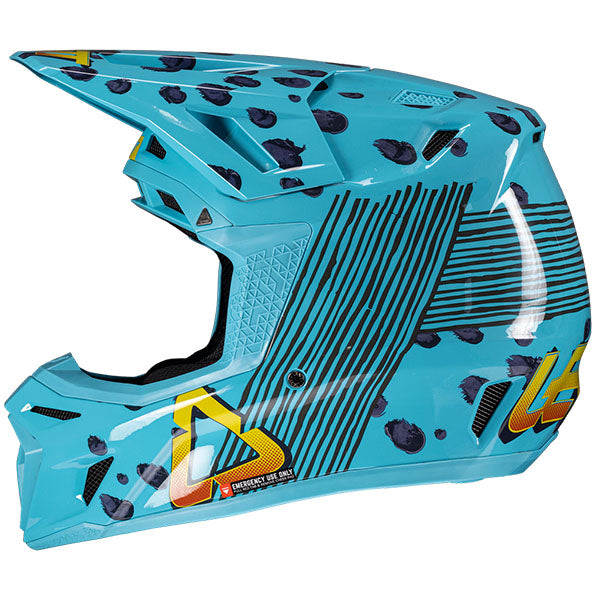 Product photo showing Leatt, Moto 8.5 V25 Helmet Kit in Cheetah, Colors: Black, Cheetah, Glamis, Royal, SunBurn, White, Sizes: 2-2, SKU: 1025100244