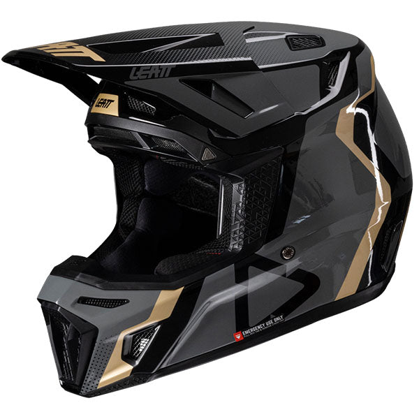 Product photo showing Leatt, Moto 8.5 V25 Helmet Kit in White, Colors: Black, Cheetah, Glamis, Royal, SunBurn, White, Sizes: 2-2, SKU: 1025100244