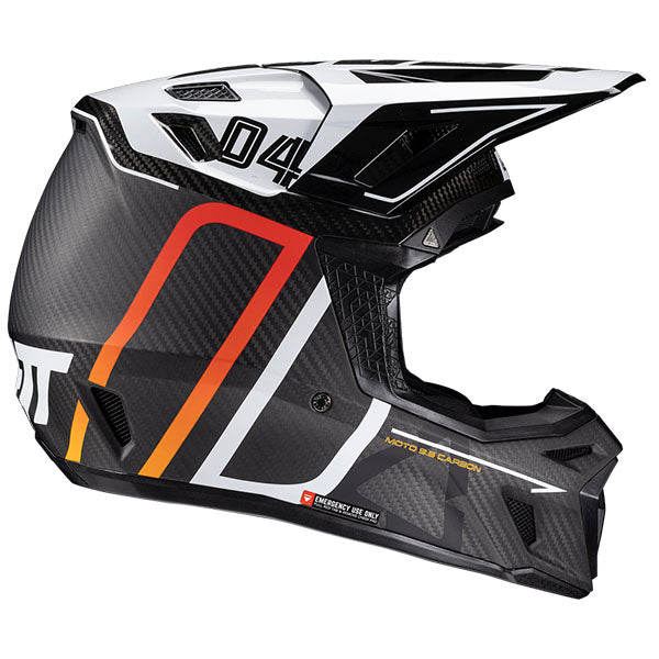Product image of Leatt, Moto 9.5 Carbon V25 Helmet Kit in Carbon/White, Colors: Carbon, Carbon/White, Sizes: 2-2, SKU: 1025100124