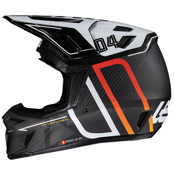 Product photo showing Leatt, Moto 9.5 Carbon V25 Helmet Kit in Carbon, Colors: Carbon, Carbon/White, Sizes: 2-2, SKU: 1025100124