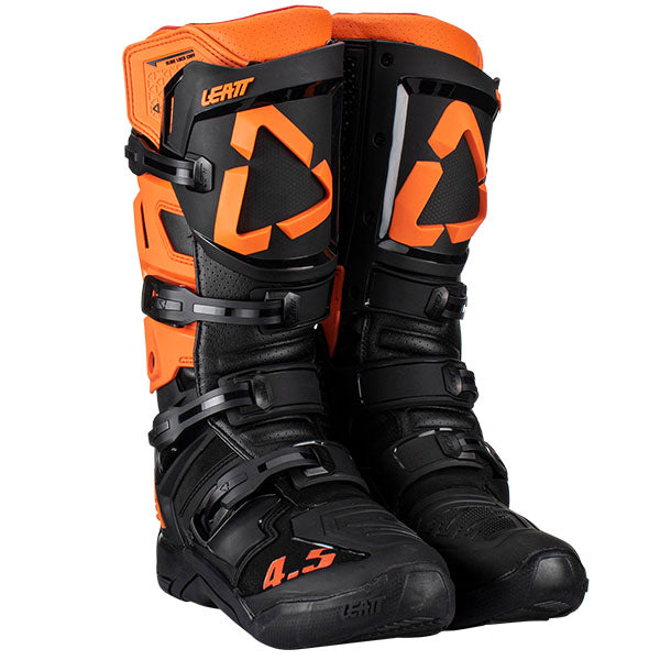 Product photo showing Leatt, 4.5 Boots in Forge, Colors: Black, Forge, Orange, White, Sizes: 7-13, SKU: 3021100226